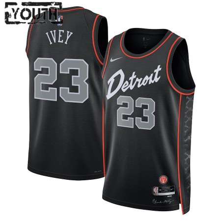 Canotte Bambino Detroit Pistons Jaden Ivey Nike 2023-24 City Edition Nero Swingman